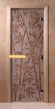 Дверь DoorWood стекло Сатин 190х70 «Бамбук и бабочки» (коробка ольха) 